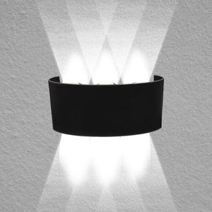 Applique led da parete doppia luce ip65 muro esterno 16W lampada plafoniera  moderna Up e down fascio luminoso effetto muro Nero 8x17x4 cm 6500K Maka