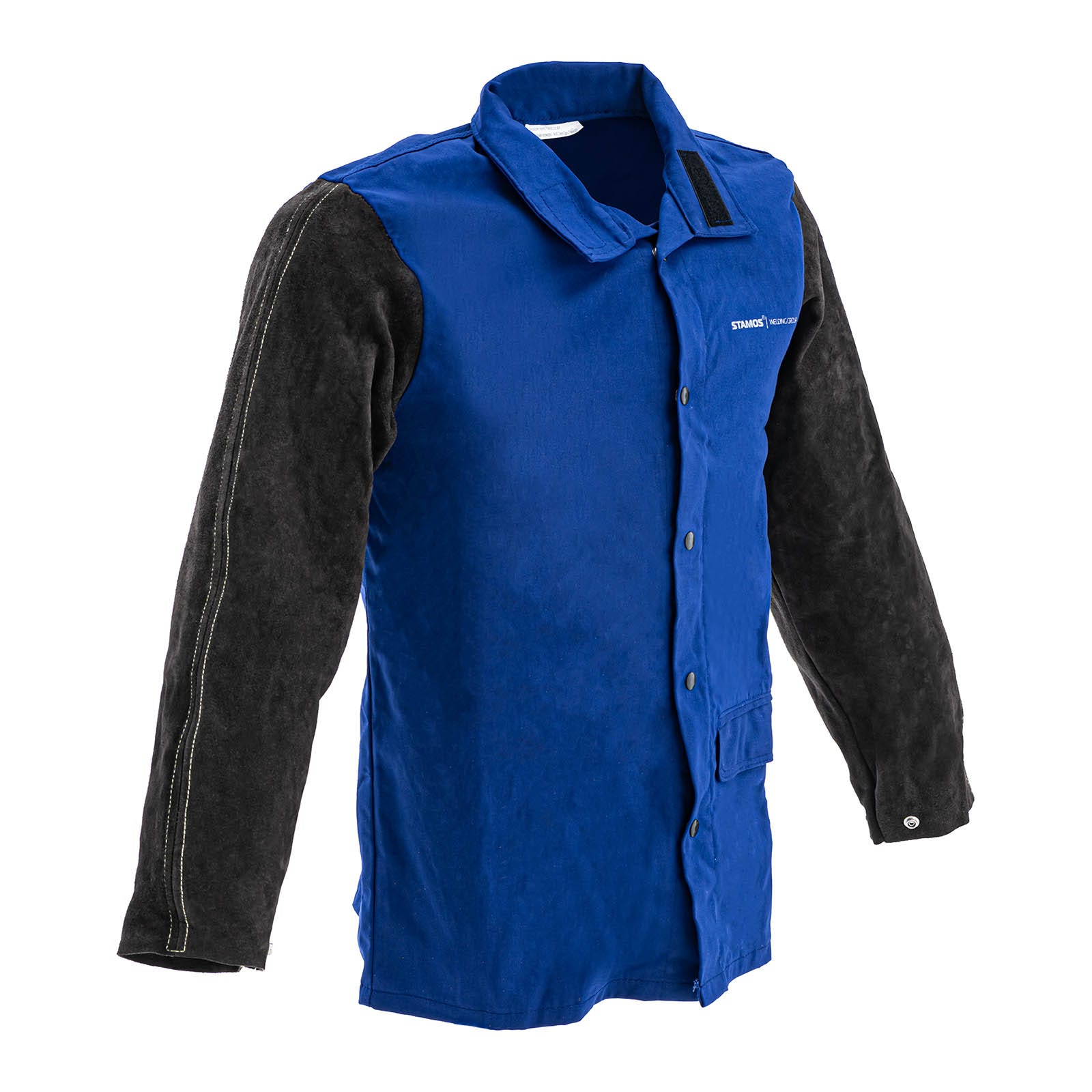 Veste de soudeur en satin de coton / croûte de cuir - taille XL - noir /  bleu Veste de soudure Veste de soudeur en cuir