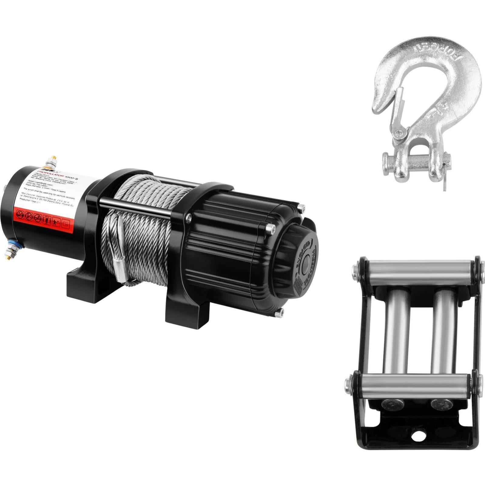 VERRICELLO ELETTRICO 12V 1587KG, ARGANO CON CAVO LUNGHEZZA 10