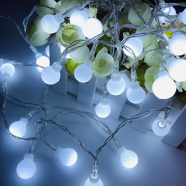 Guirlande lumineuse globe de 10 m, guirlande lumineuse 100 LED, décorations  de Noël USB avec télécommande pour dortoir, chambre à coucher, jardin