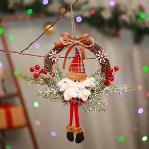 Guirlande de baies rouges de noël 35cm, décorations de noël, guirlande  suspendue pour porte, arrière-plan