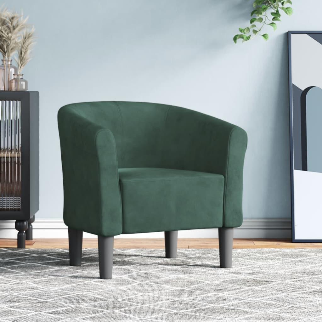 Chaise à bascule avec repose-pied Vert foncé Velours