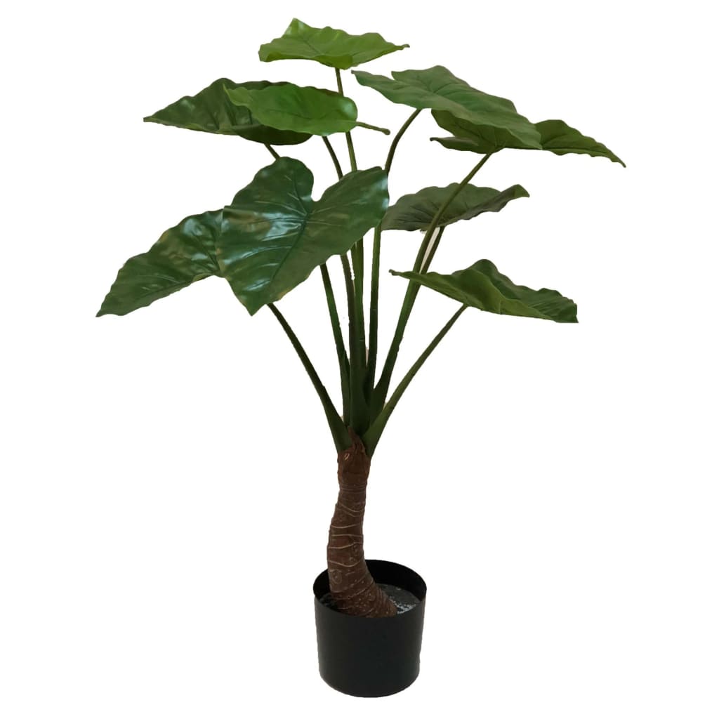 Pianta artificiale Alocasia Odora con vaso nero 57 cm