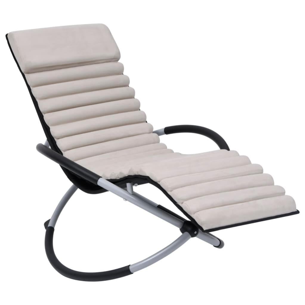 Chaise Longue D'extérieur Avec Coussin Acier Crème Vidaxl Leroy Merlin