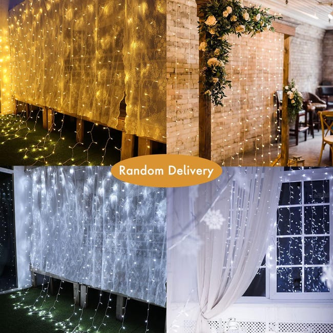 Rideau Lumineux LED - Rideau Éclairage de Noël - 3 Mètres - 300 Lumières -  Blanc Chaud