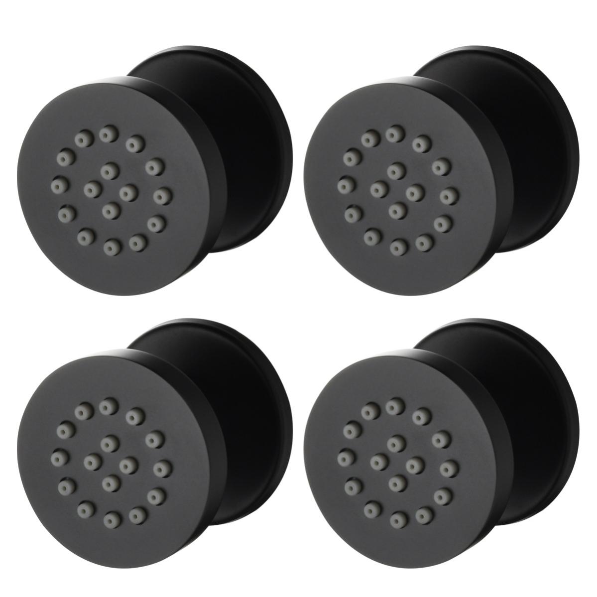 Jet De Corps De Douche Noir Mat, Jets De Massage Ronds En Laiton Massif