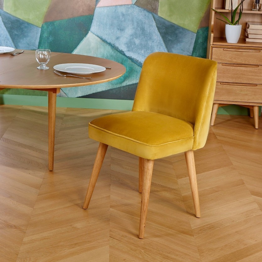 APOLLINE Chaises scandinaves en velours, lot de 2 bois certifié FSC