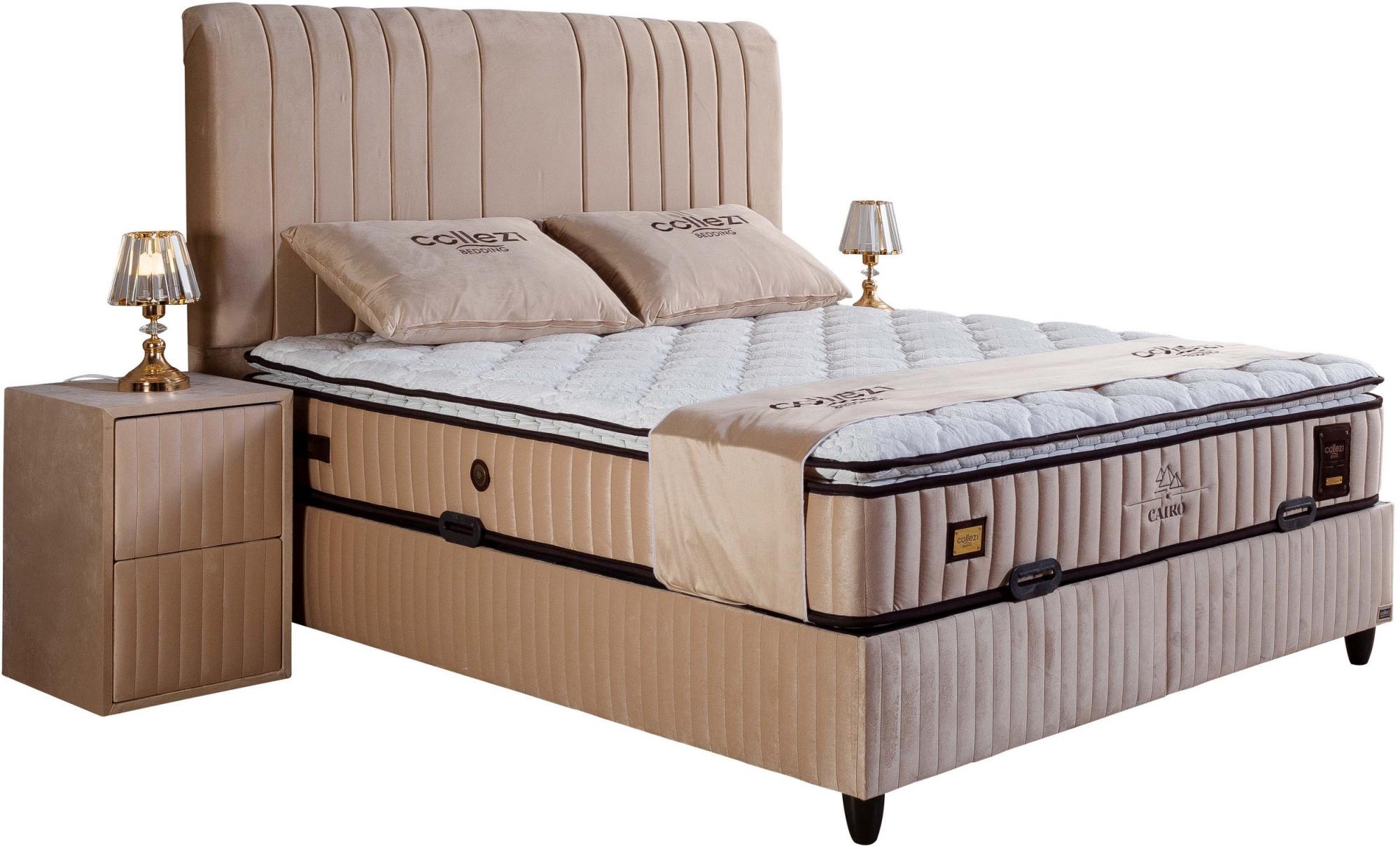 Ensemble De Lit Coffre 160x200 En Velours Beige Avec Un Matelas Ensemble De Lit Coffre 160x200 En Velours Beige Avec Un Matelas