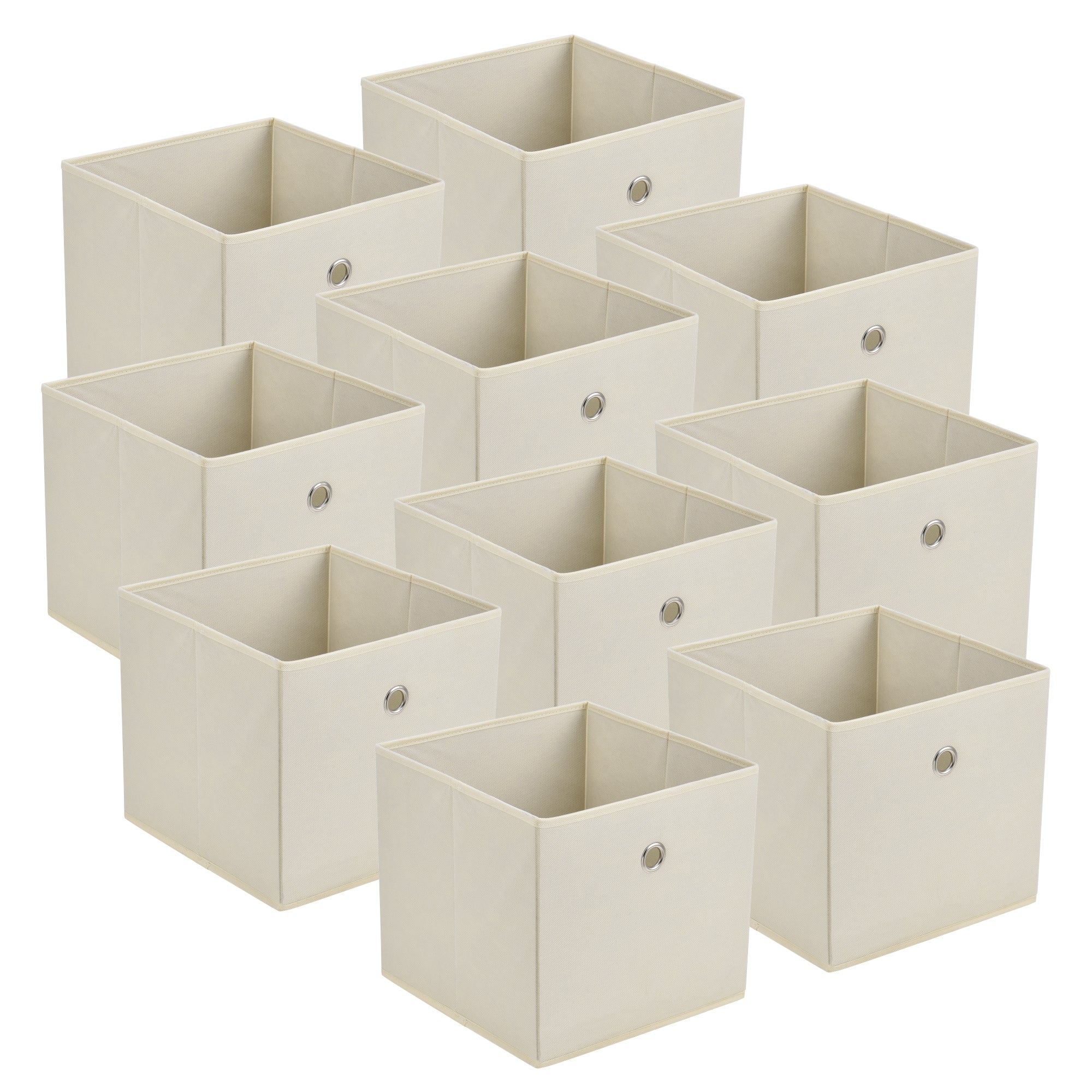 vidaXL Cajas de almacenaje 10 unidades tela blanco 32x32x32 cm