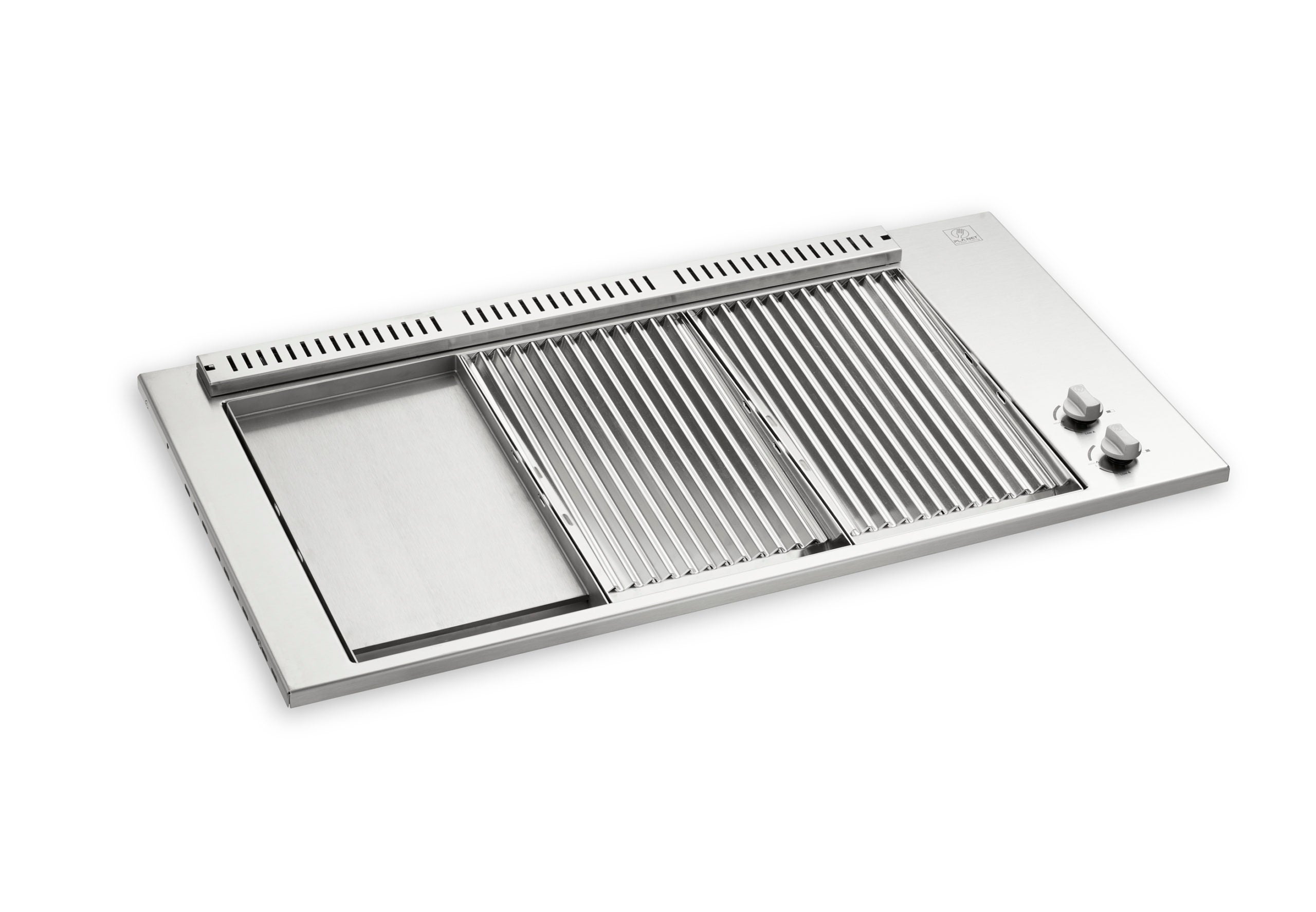 Plancha encastrable gaz avec couvercle Planet 2 feux inox