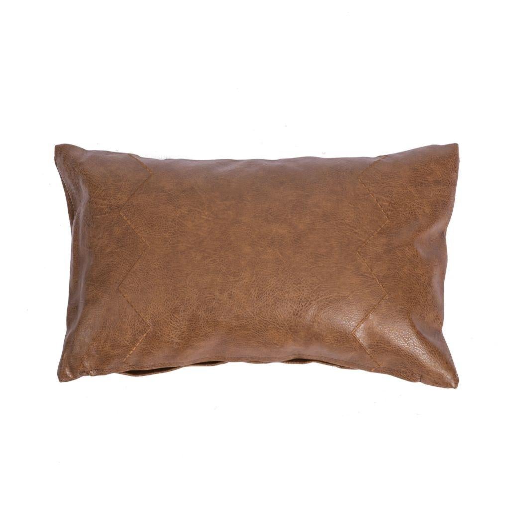 Coussin Décoratif Aspect Cuir Camel – 30x50 Cm – Déhoussable, Rembourrage Polyester Recyclé – Style Industriel Pour Salon, Canapé