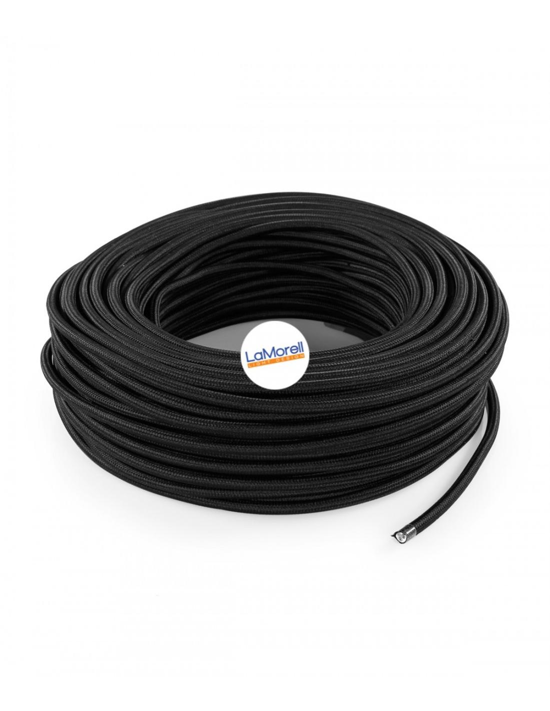 Cavo Elettrico Tondo/Rotondo Rivestito In Tessuto. Colore Nero Cotone. Sezione 2x0.75 (15 Metri - Foto 7