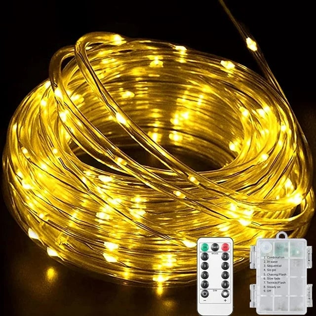 Guirlande lumineuse LED à piles 5 m 50 LED 8 modes suspendus avec  télécommande pour nouvel an, décoration de Noël, Multicolore