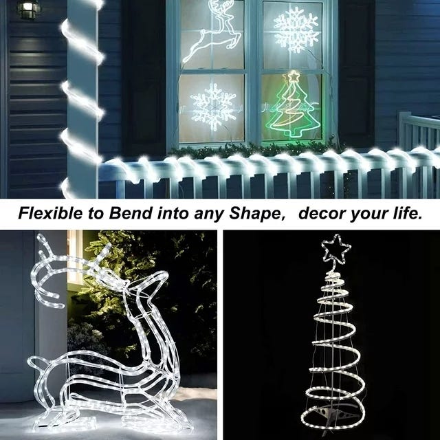 2 Guirlande lumineuse LED à piles 5 m 50 LED 8 modes suspendus avec  télécommande pour camping, fête, nouvel an, décoration de Noël, blanc froid