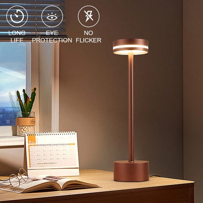 Lampe de table sans fil rechargeable par USB, lot de 2 lampes de bureau LED  tactiles, 3 températures de couleur, pour chevet, intérieur, extérieur