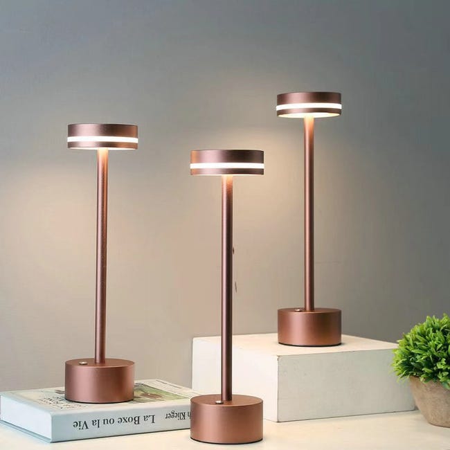 Lampe de table sans fil rechargeable par USB, lot de 2 lampes de bureau LED  tactiles, 3 températures de couleur, pour chevet, intérieur, extérieur