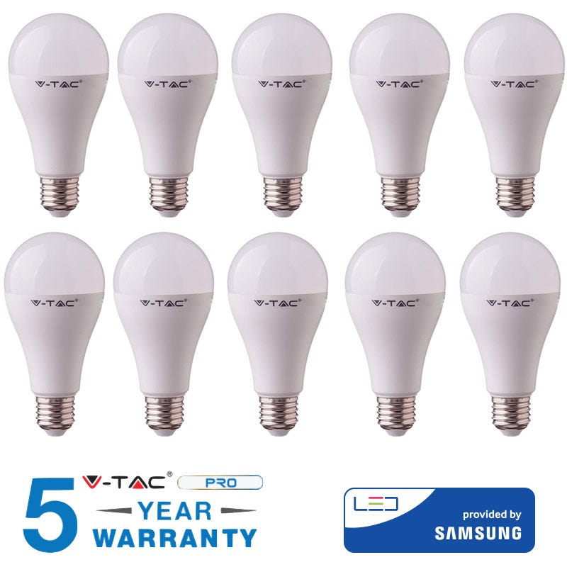 10 LAMPADINE LED V-Tac Bulbo E27 da 17W 100W Lampade Luce Calda