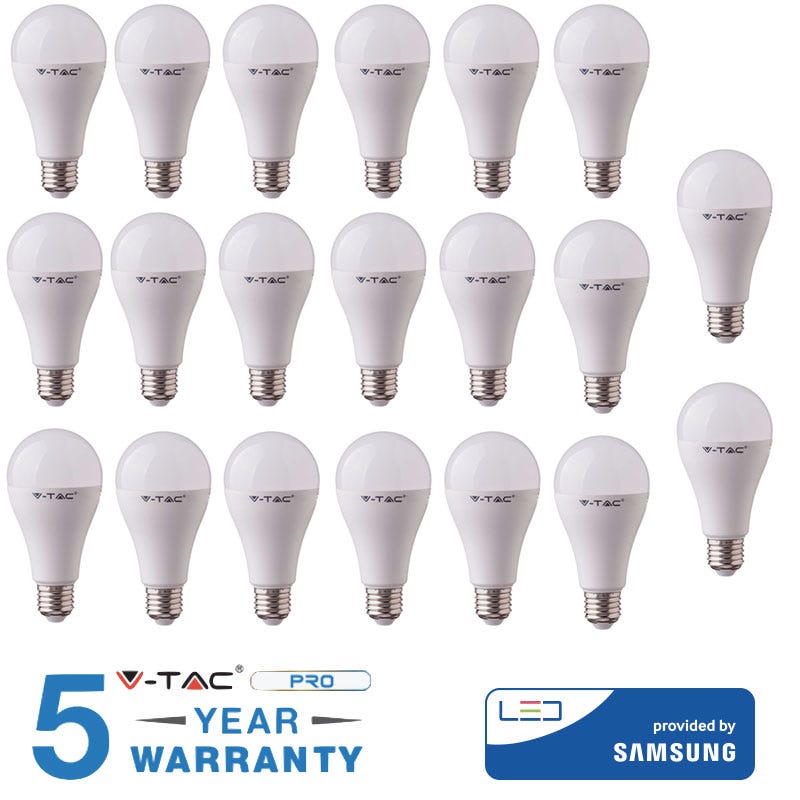 20 LAMPADINE LED V-Tac Bulbo E27 da 17W 100W Lampade Luce Calda Naturale  Fredda