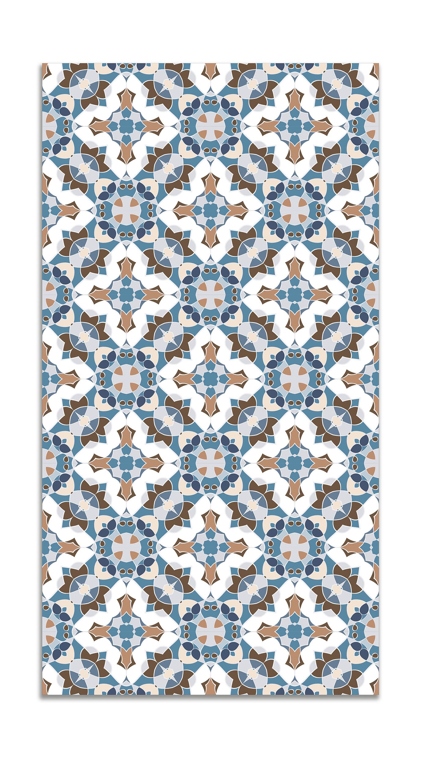 Panorama alfombra vinílica baldosín estilo oriental azul 160x230 cm - alfombra cocina vinilo - alfombra salón antideslizante