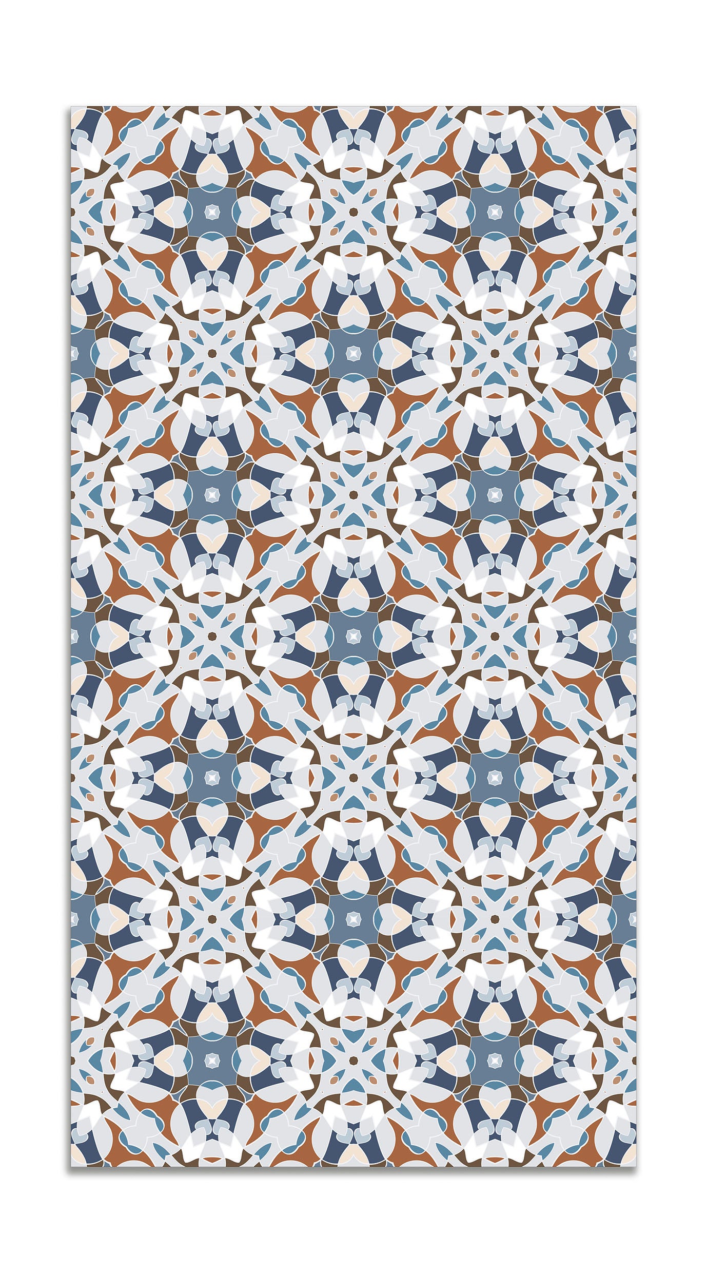 Panorama alfombra vinílica baldosa modelo oriental azul 80x300 cm - alfombra cocina vinilo - alfombra salón antideslizante