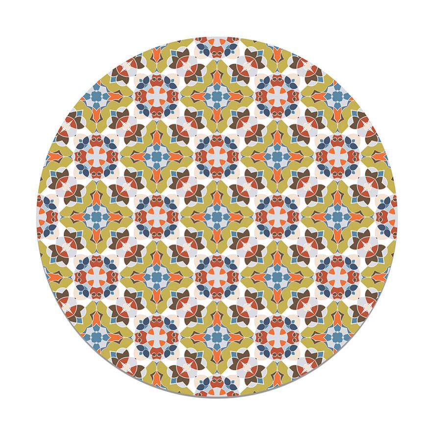 Tapis Rond Vintage Oriental 190 Cm - Poils Ras Marron - Pour Salon, Chambre, Bureau - Dessous Antidérapant - 2