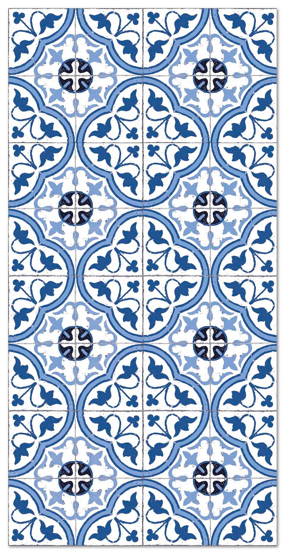 Panorama alfombra vinílica hidráulica flor azul 40x80 cm - alfombra cocina vinilo - alfombra salón antideslizante e ignífuga