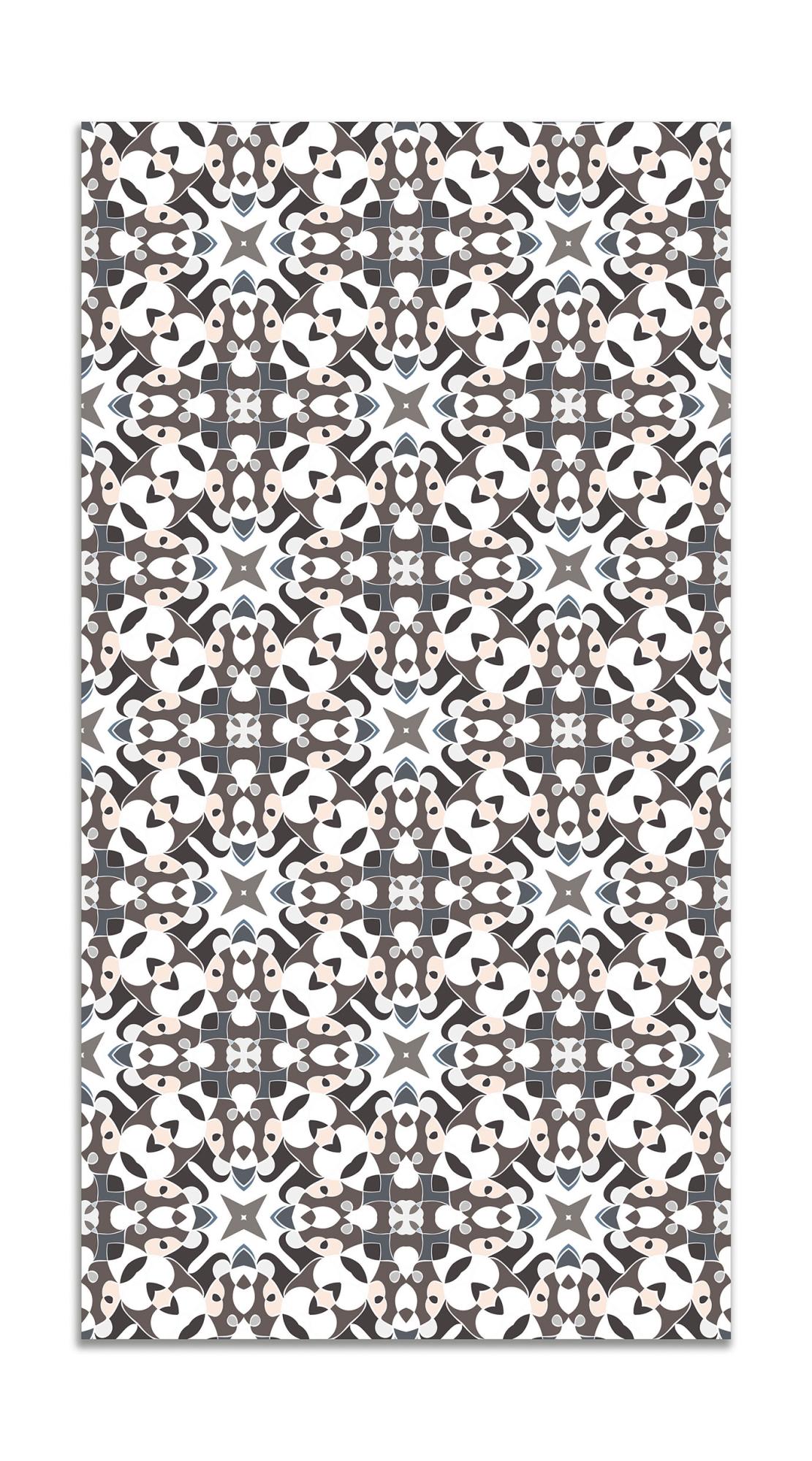 Panorama alfombra vinílica azulejo hidráulico tipo oriental gris 80x250 cm - alfombra cocina vinilo - alfombra salón antideslizante