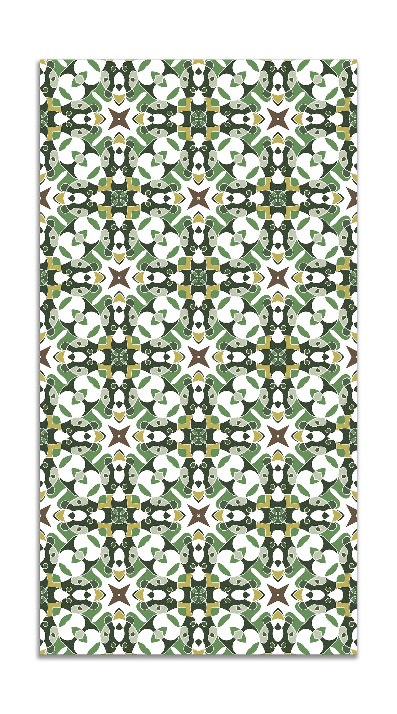 Panorama alfombra vinílica azulejo hidráulico tipo oriental verde 60x110 cm - alfombra cocina vinilo - alfombra salón antideslizante