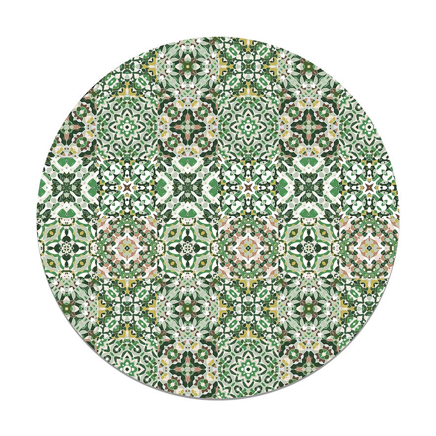 Panorama Alfombra Vinílica Azulejo Hidráulico Tipo Oriental Verde 60x110 cm  - Alfombra Cocina Vinilo - Alfombra Salón Antideslizante