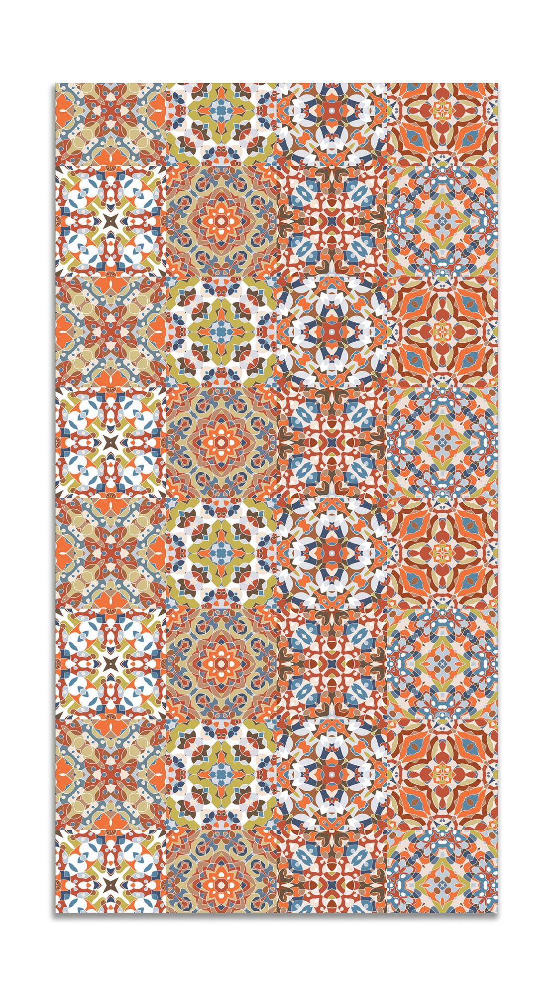 Panorama alfombra vinílica baldosa hidráulico oriental original 80x300 cm - alfombra cocina vinilo - alfombra salón antideslizante