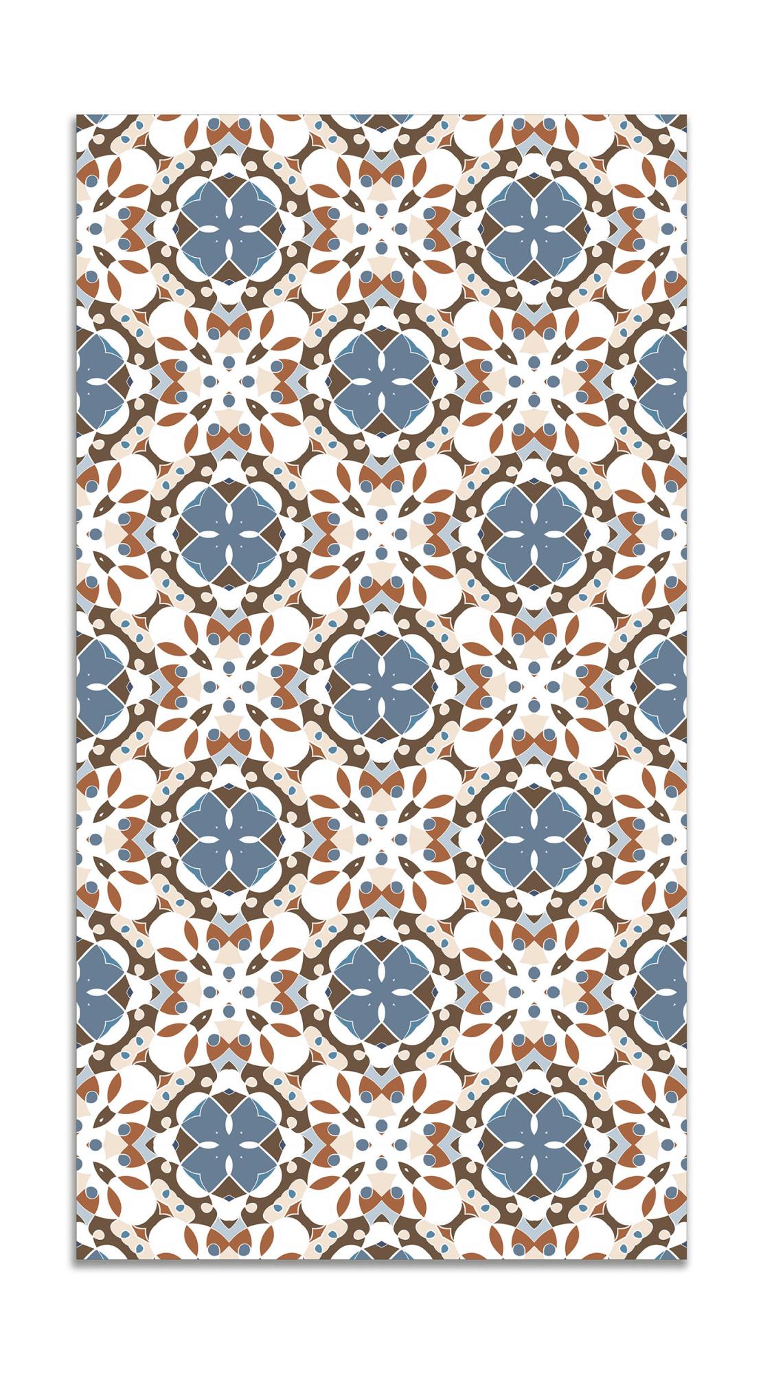 Panorama alfombra vinílica hidráulico oriental mosaico azul 80x200 cm - alfombra cocina vinilo - alfombra salón antideslizante