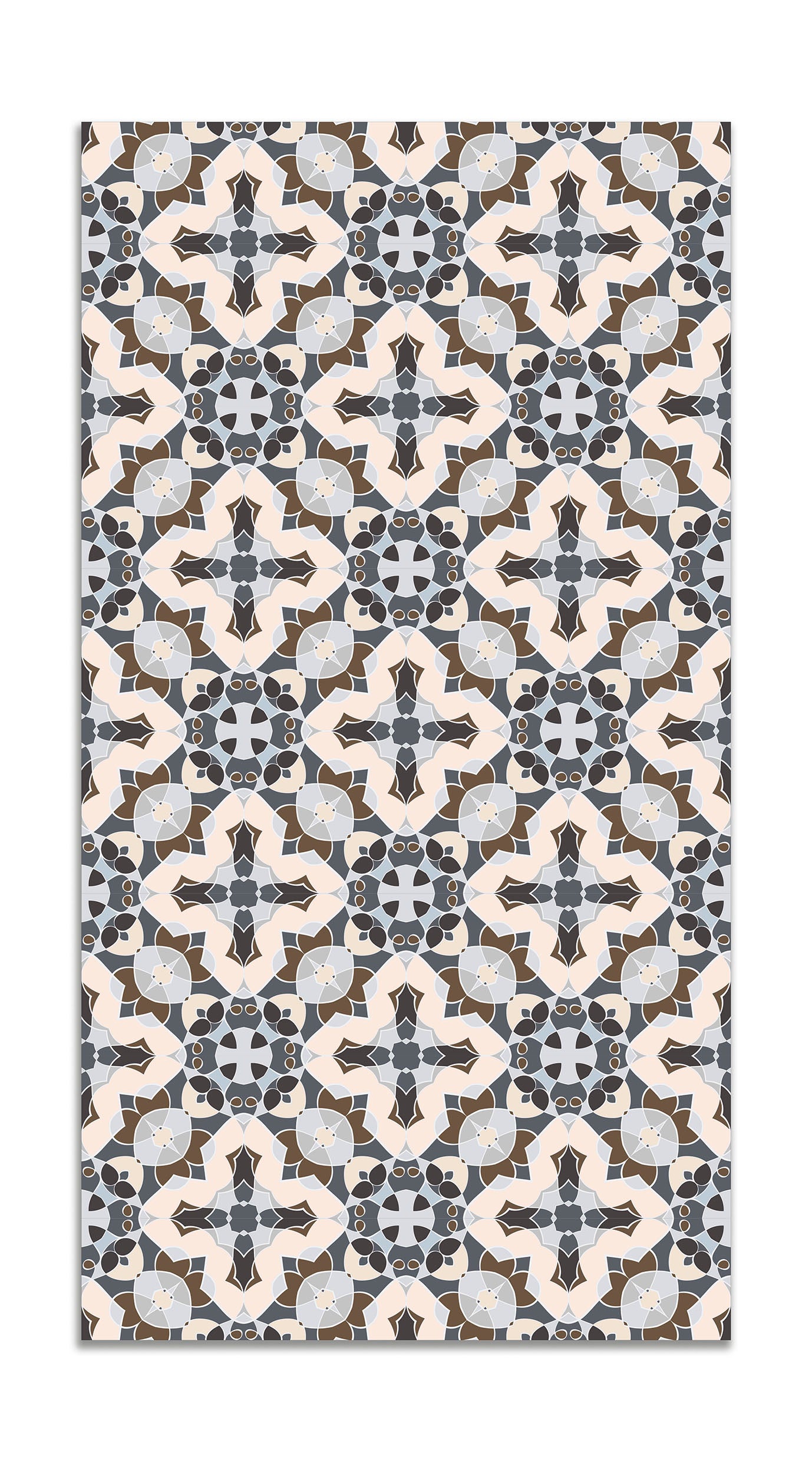 Panorama alfombra vinílica baldosín estilo oriental gris 160x230 cm - alfombra cocina vinilo - alfombra salón antideslizante