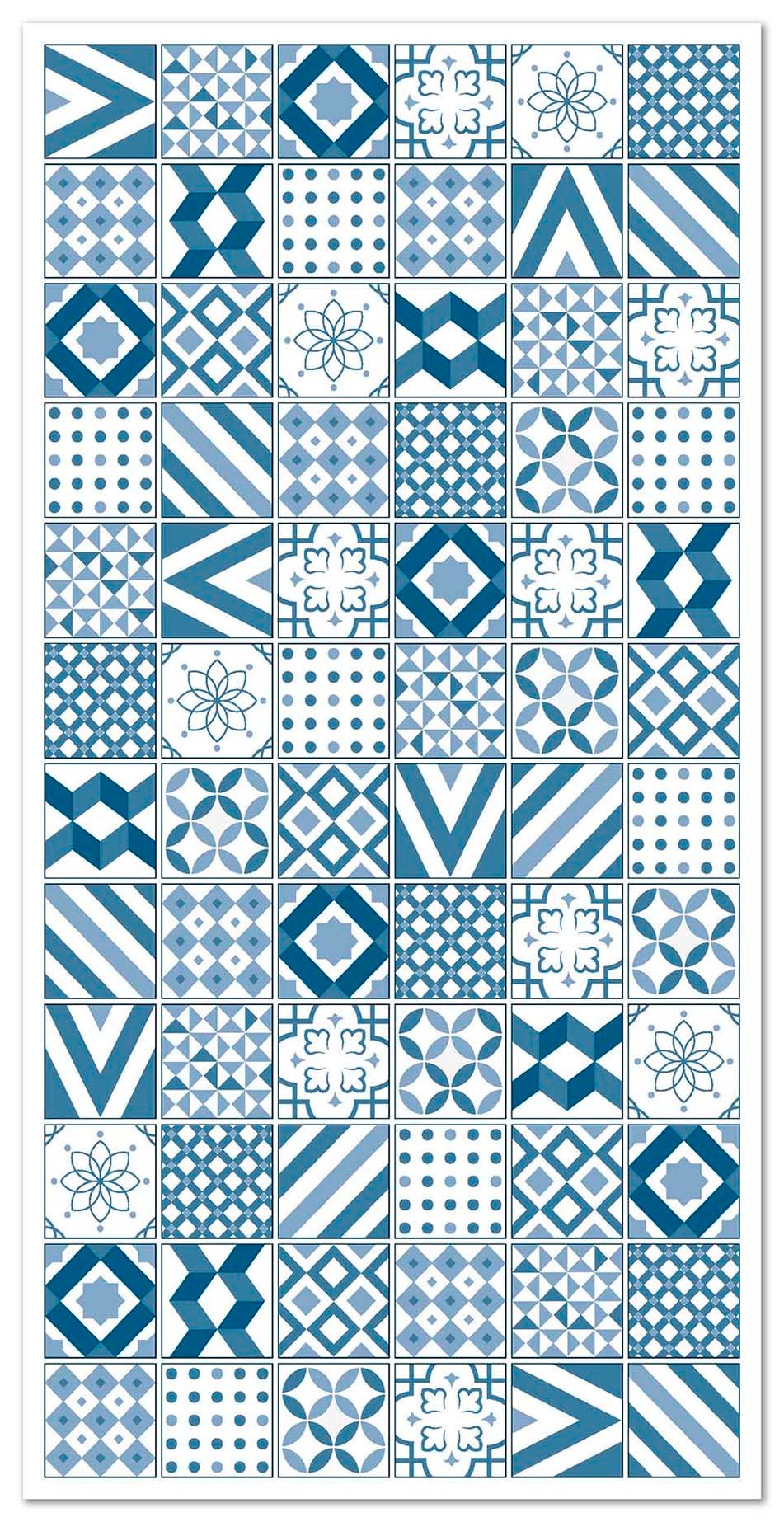 Panorama alfombra vinílica hidráulica love azul 40x80 cm - alfombra cocina vinilo - alfombra salón antideslizante e ignífuga
