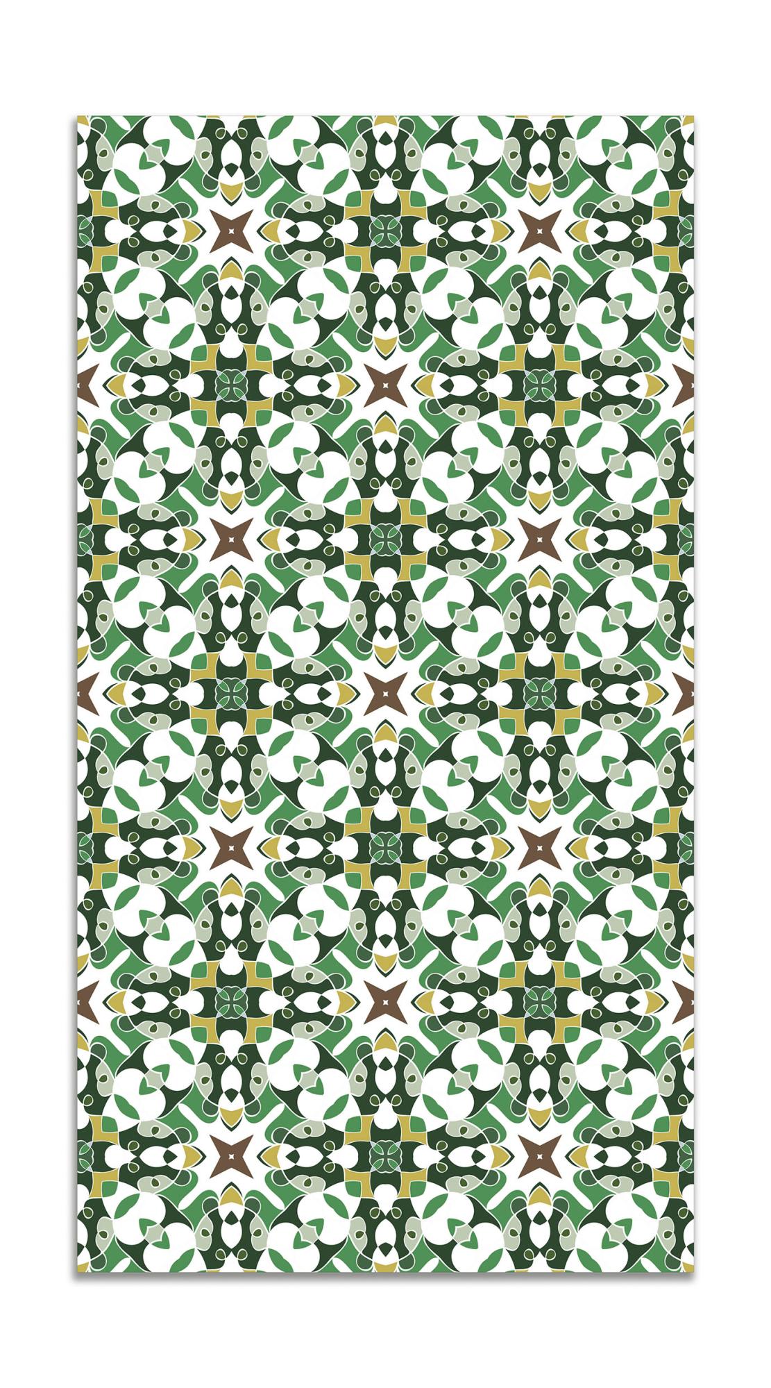 Panorama alfombra vinílica azulejo hidráulico tipo oriental verde 80x250 cm - alfombra cocina vinilo - alfombra salón antideslizante