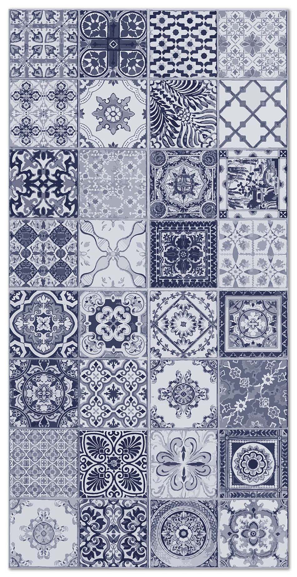 Panorama alfombra vinílica hidráulica níjar azul 40x80 cm - alfombra cocina vinilo - alfombra salón antideslizante e ignífuga