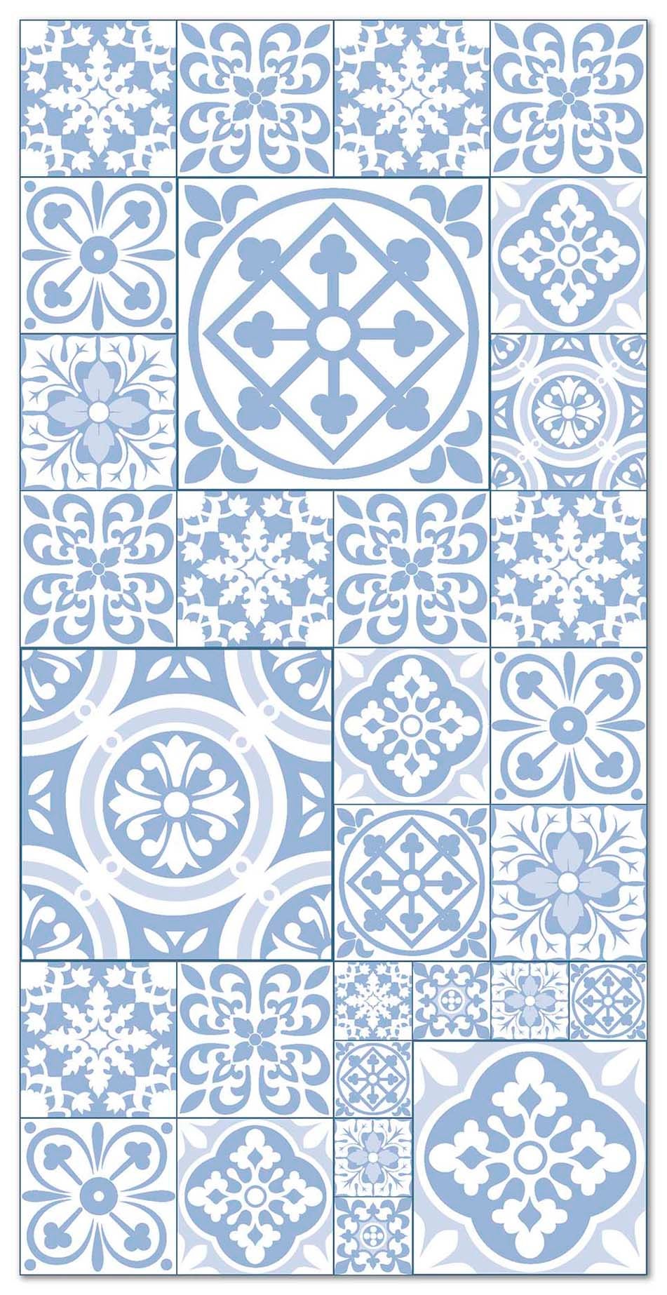 Panorama alfombra vinílica hidráulica talavera azul 40x80 cm - alfombra cocina vinilo - alfombra salón antideslizante e ignífuga