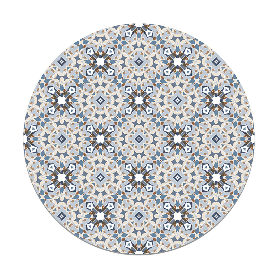 Panorama alfombra vinílica redonda hidráulica tipo oriental azul 190x190 cm - alfombra cocina vinilo - alfombra salón antideslizante