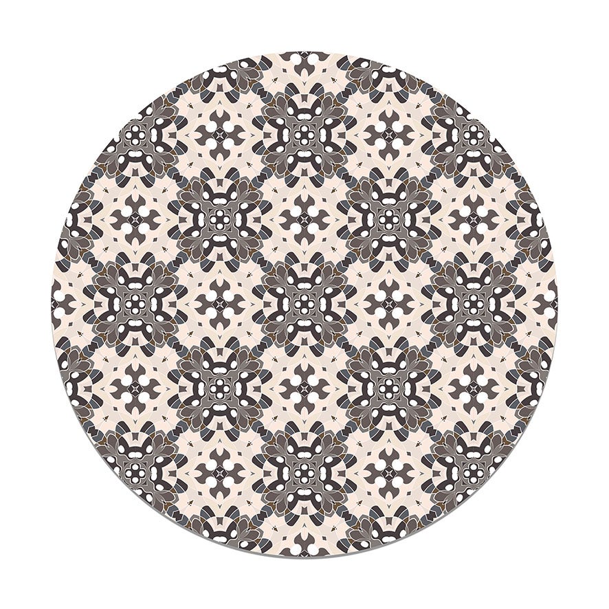 Panorama alfombra vinílica redonda azulejo oriental gris 150x150 cm - alfombra cocina vinilo - alfombra salón antideslizante