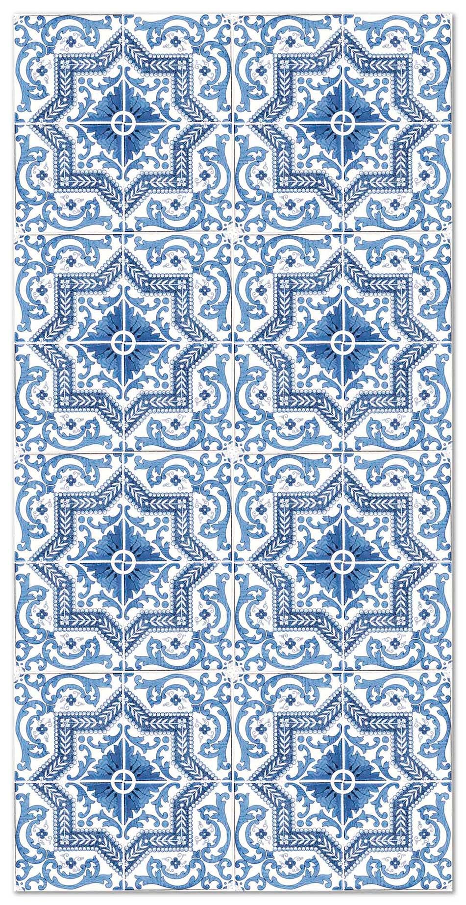 Panorama alfombra vinílica hidráulica toledo azul 40x80 cm - alfombra cocina vinilo - alfombra salón antideslizante e ignífuga