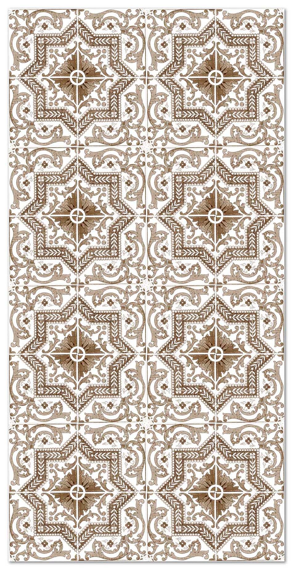 Panorama alfombra vinílica hidráulica toledo marrón 40x80 cm - alfombra cocina vinilo - alfombra salón antideslizante e ignífuga