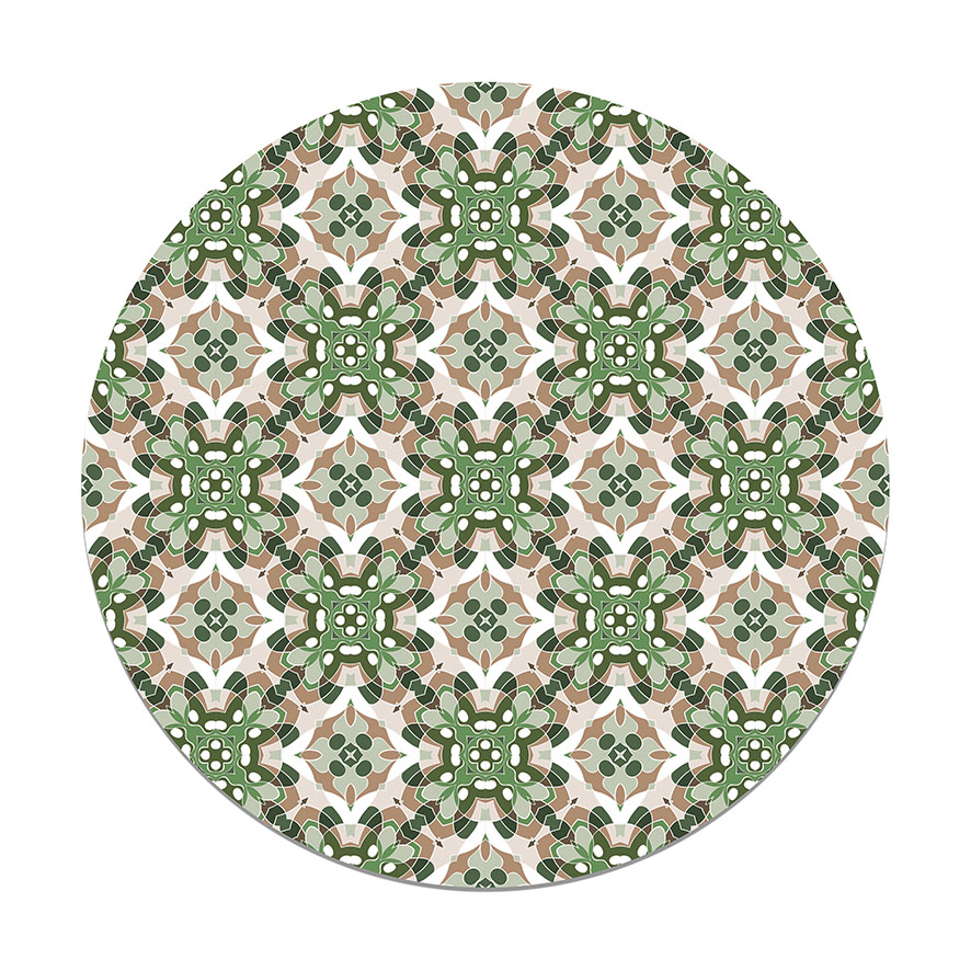 Panorama alfombra vinílica redonda azulejo oriental verde 190x190 cm - alfombra cocina vinilo - alfombra salón antideslizante