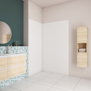 AICA Panneau mural de douche blanc 120x90x210cm avec les profiles de finition BLANCPanneaux muraux salle de bain habillage mural aluminium