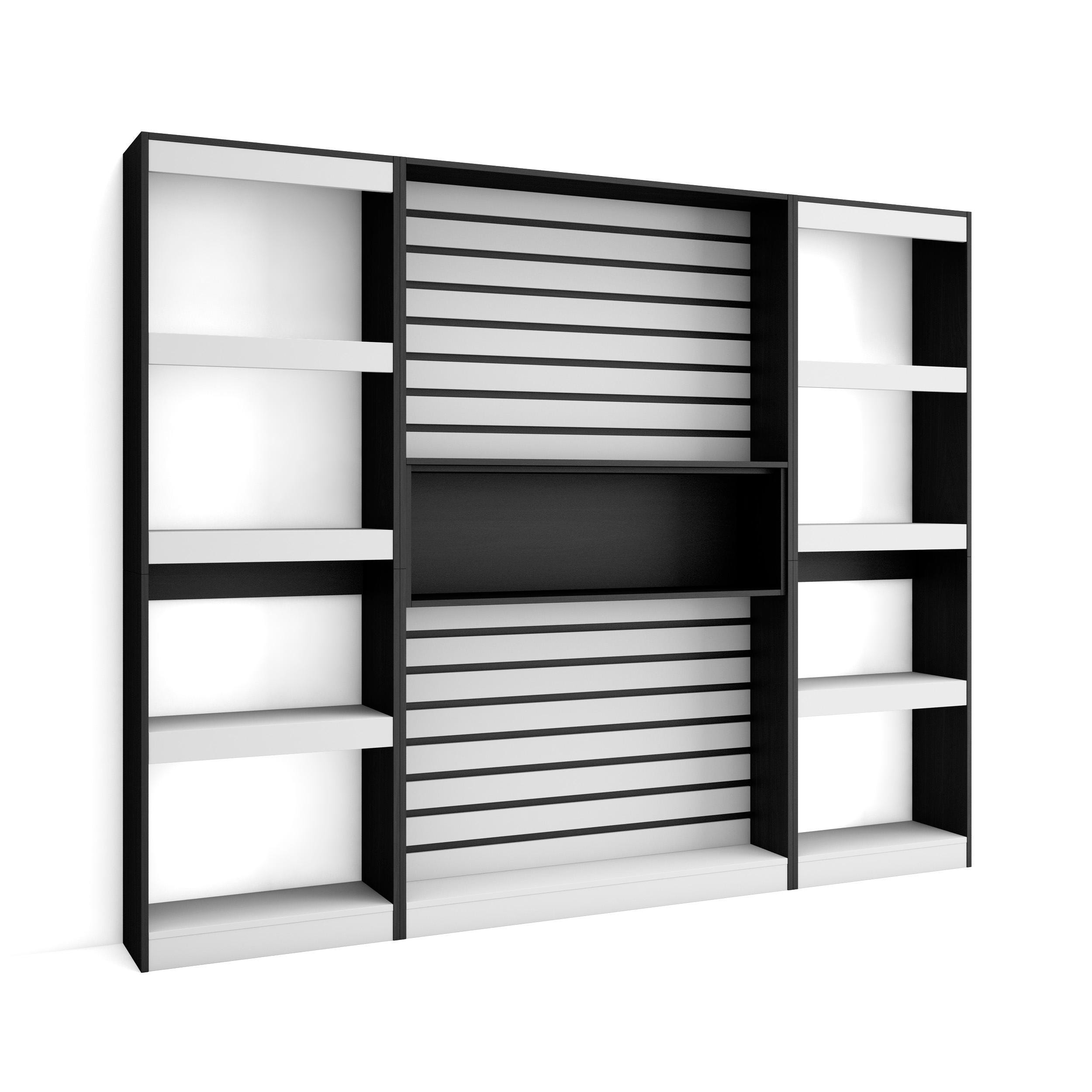 Libreria scaffale, 230x186x25cm, Soggiorno - Ufficio, Per libri, Bianco e  nero