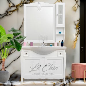 Mobile bagno shabby completo di colonna - Le Chic Arredamenti