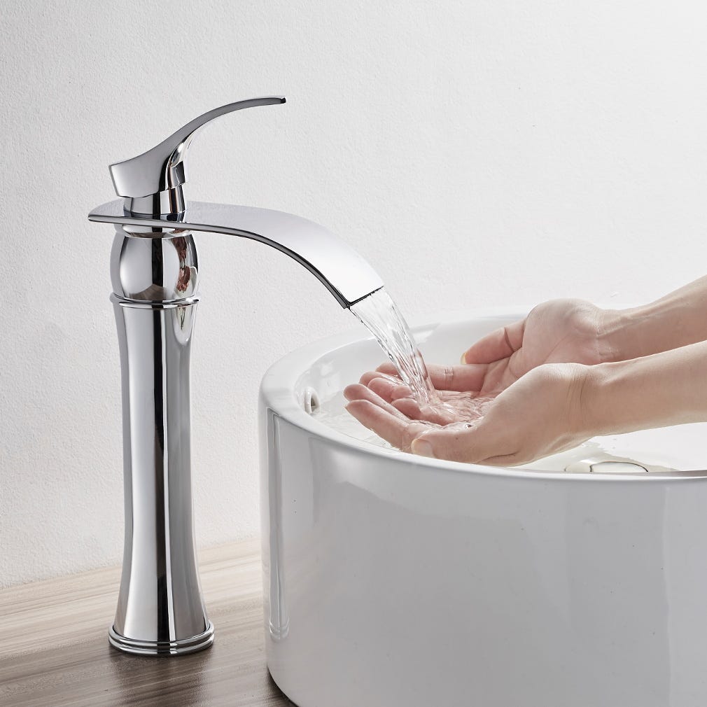 Robinet lave-mains haut chromé H 26.5 cm - eau froide uniquement