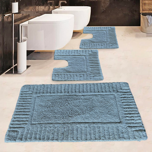 Tris tappeto bagno Fluffy disegno Righe 1 pezzo 50x80 cm + 2 pezzi 30x45 cm  GRIGIO
