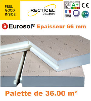 RECTICEL - Panneau isolant Eurothane g ba13 82+13 mm 2600 x 1200 r