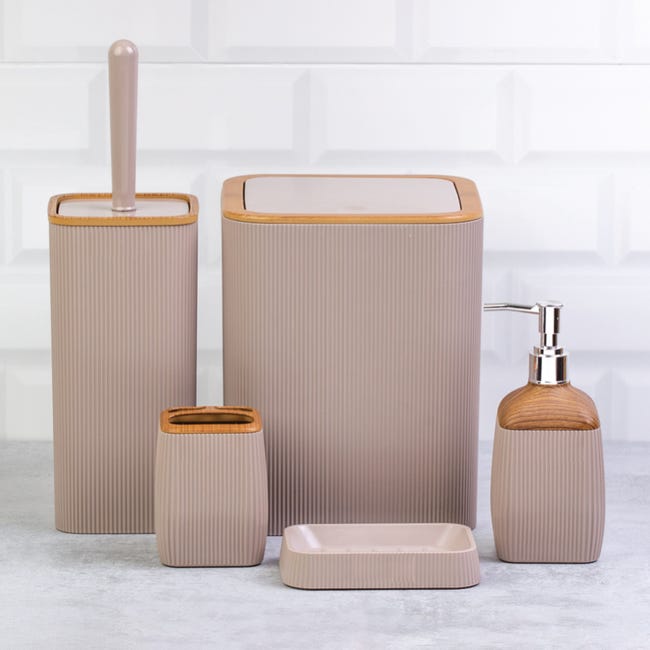 Legno Rigato Set Accessori da Bagno Da Appoggio Tortora-Legno Rigato Quadro - Spazio ...