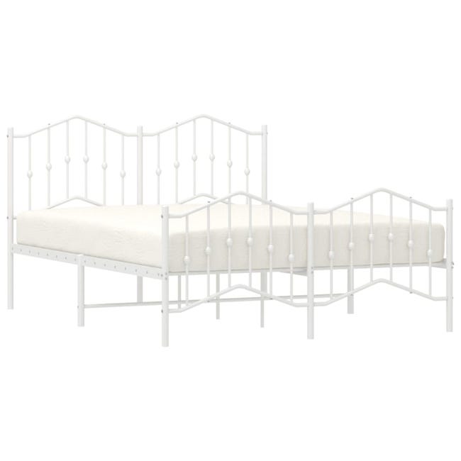 VidaXL Estructura de cama de metal con cabecero blanca 135x190 cm