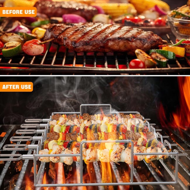 Set de Brochettes pour Barbecue en Acier Inoxydable, Pic Brochette